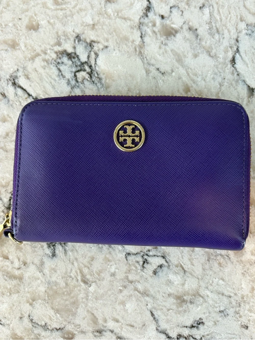 Tory Burch Deep Purple Zip-Around Continental Wallet